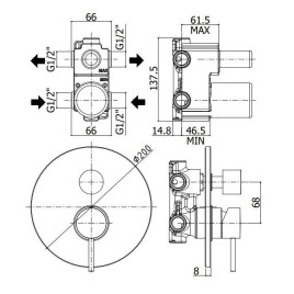 Paffoni Light - Mitigeur encastré pour 2 sorties, blanc mat LIG018BO