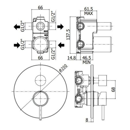 Paffoni Light - Mitigeur encastré pour 2 sorties, blanc mat LIG018BO