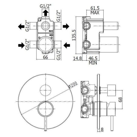 Paffoni Light - Mitigeur encastré pour 3 sorties, blanc mat LIG019BO