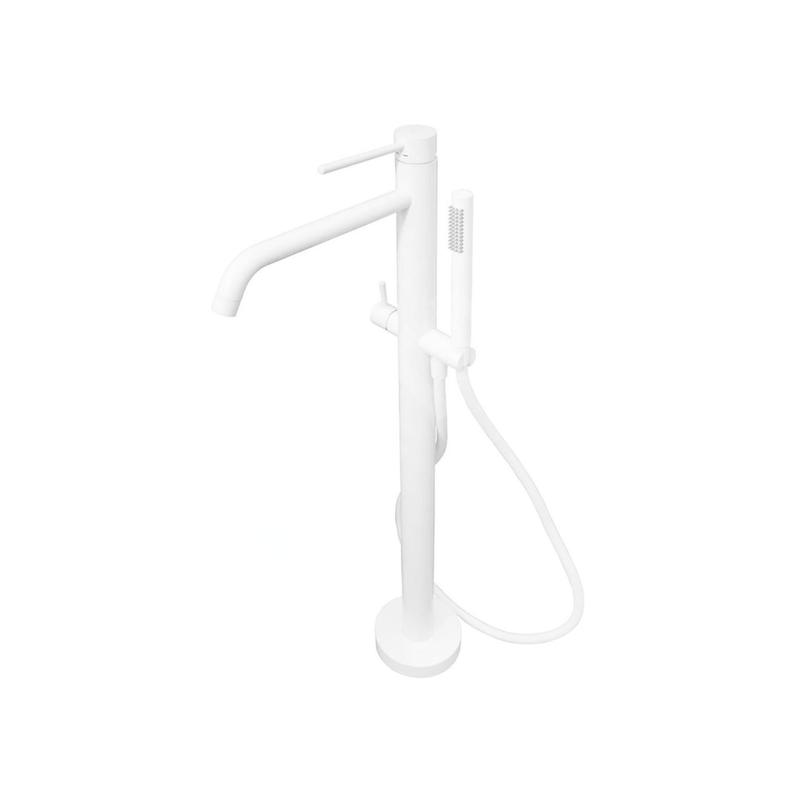Paffoni Light - Mitigeur de baignoire montage au sol, avec accessoires, blanc mat LIG032BO