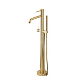 Paffoni Light - Mitigeur de baignoire montage au sol, avec accessoires, doré brossé LIG032HGSP