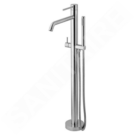 Paffoni Light - Mitigeur de baignoire montage au sol, avec accessoires, inox LIG032ST