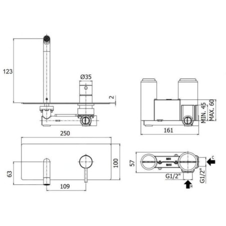 Paffoni Light - Mitigeur encastré avec corps, doré brossé LIG104HGSP