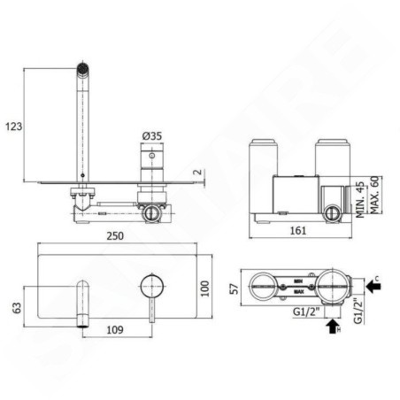 Paffoni Light - Mitigeur encastré avec corps, inox LIG104ST