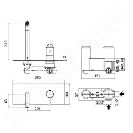 Paffoni Light - Mitigeur encastré avec corps, doré LIG106HG