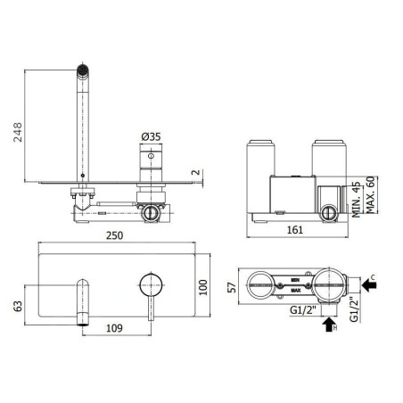 Paffoni Light - Mitigeur encastré avec corps, doré brossé LIG106HGSP