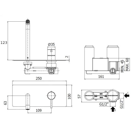 Paffoni Stick - Mitigeur de lavabo encastré avec corps, chrome SK104CR