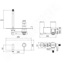 Paffoni Stick - Mitigeur de lavabo encastré avec corps, inox SK104ST