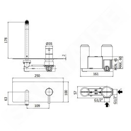 Paffoni Stick - Mitigeur de lavabo encastré avec corps, inox SK105ST