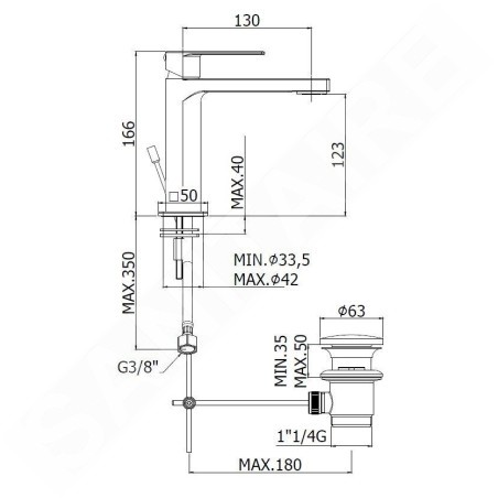 Paffoni Tango - Mitigeur de lavabo avec vidage, inox TA075ST