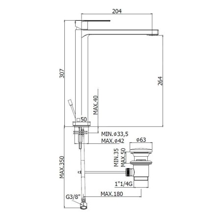 Paffoni Tango - Mitigeur de lavabo avec vidage, inox TA085ST