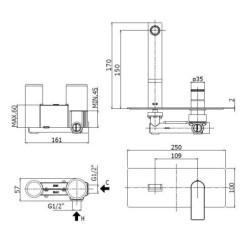 Paffoni Tango - Mitigeur de lavabo encastré avec corps, inox TA104ST