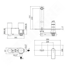 Paffoni Tango - Mitigeur de lavabo encastré avec corps, inox TA106ST