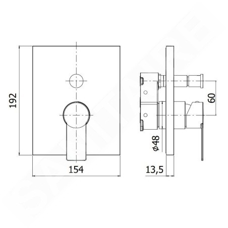 Paffoni Tango - Mitigeur encastré pour 2 sorties, inox TABOX015ST/M