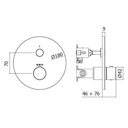Paffoni Compact Box - Mitigeur de douche thermostatique encastré, or brossé CPT013HGSP