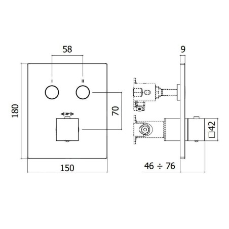 Paffoni Compact Box - Mitigeur thermostatique encastré, pour 2 sorties, inox CPT518ST