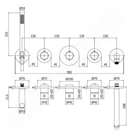 Paffoni Modular Box - Mitigeur thermostatique encastré, pour 2 sorties, blanc mat MDE001BO