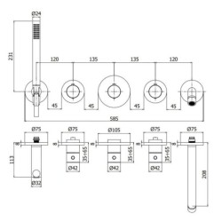 Paffoni Modular Box - Mitigeur thermostatique encastré, pour 2 sorties, doré MDE001HG