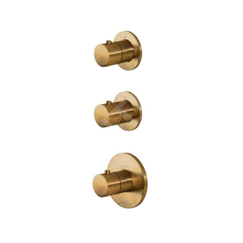 Paffoni Modular Box - Mitigeur thermostatique encastré, pour 2 sorties, or brossé MDE018HGSP Paffoni Modular Box - Mitigeur thermostatique encastré, pour 2 sorties, or brossé MDE018HGSP