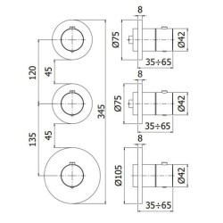 Paffoni Modular Box - Mitigeur thermostatique encastré, pour 2 sorties, inox MDE018ST