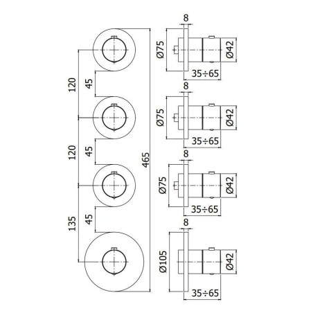 Paffoni Modular Box - Mitigeur thermostatique encastré, pour 3 sorties, inox MDE019ST