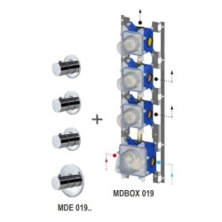 Paffoni Modular Box - Mitigeur thermostatique encastré, pour 3 sorties, inox MDE019ST