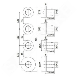Paffoni Modular Box - Mitigeur thermostatique encastré, pour 3 sorties, doré MDE019HG