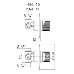 Paffoni Jo - Mitigeur de douche encastré avec corps, chrome JO011CR