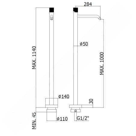 Paffoni Jo - Mitigeur de lavabo au sol, noir mat JO031NO