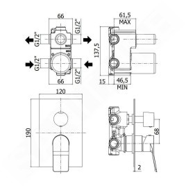 Paffoni Tilt - Mitigeur encastré avec corps, pour 2 appareils, noir mat TI018NO/M