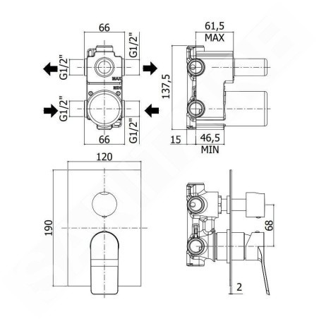 Paffoni Tilt - Mitigeur encastré avec corps, pour 2 appareils, noir mat TI018NO/M