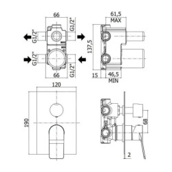 Paffoni Tilt - Mitigeur encastré avec corps, pour 2 sorties, inox TI018ST/M