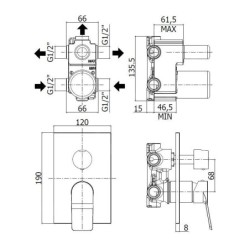 Paffoni Tilt - Mitigeur encastré avec corps, pour 3 sorties, chrome TI019CR