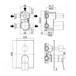 Paffoni Tilt - Mitigeur encastré avec corps, pour 3 sorties, blanc mat TI019BO/M