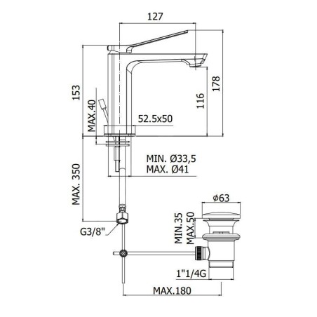 Paffoni Tilt - Mitigeur de lavabo avec vidage, blanc mat TI075BO
