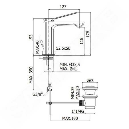 Paffoni Tilt - Mitigeur de lavabo avec vidage, inox TI075ST