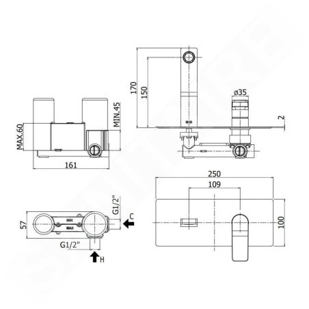 Paffoni Tilt - Mitigeur de lavabo encastré avec corps, chrome TI104CR