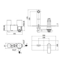 Paffoni Tilt - Mitigeur de lavabo encastré avec corps, blanc mat TI104BO