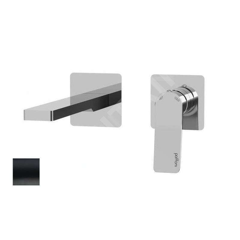Paffoni Tilt - Mitigeur de lavabo encastré avec corps, installation de 2 trous, noir mat TI104NO70
