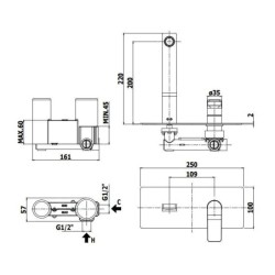 Paffoni Tilt - Mitigeur de lavabo encastré avec corps, chrome TI105CR