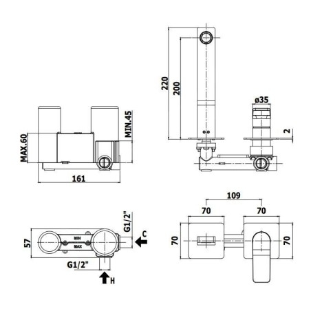Paffoni Tilt - Mitigeur de lavabo encastré avec corps, inox TI105ST