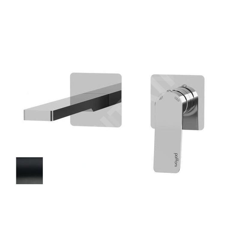 Paffoni Tilt - Mitigeur de lavabo encastré avec corps, installation de 2 trous, noir mat TI106NO70