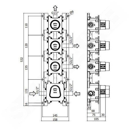 Paffoni Modular Box - Corps de base encastré pour mitigeurs thermostatiques MDBOX019