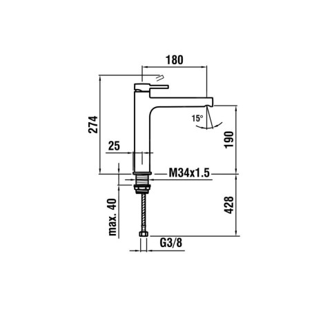 Laufen Twinplus - Mitigeur de lavabo haut, chrome HF905414100000