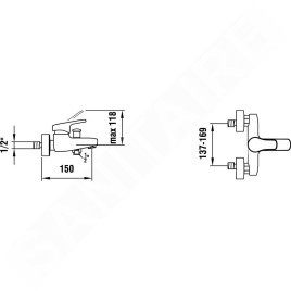 Laufen Citypro - Mitigeur de baignoire à levier avec accessoires, chrome HF500962100600
