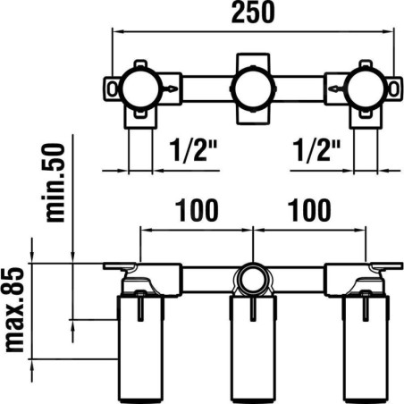 Laufen Concealed Bodies - Corps d’encastrement pour robinetterie à trois trous encastré HF102080000000