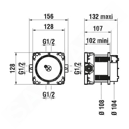 Laufen Concealed Bodies - Corps d´encastrement Simibox pour mitigeurs encastrés HF574007000000