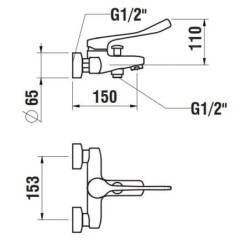 Laufen Citypro - Mitigeur de baignoire à levier avec accessoires, chrome HF500962100694
