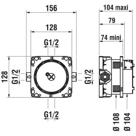 Laufen Concealed Bodies - Corps de montage Simibox Light pour mitigeurs encastrés, sans vanne d'arrêt HF574038000000