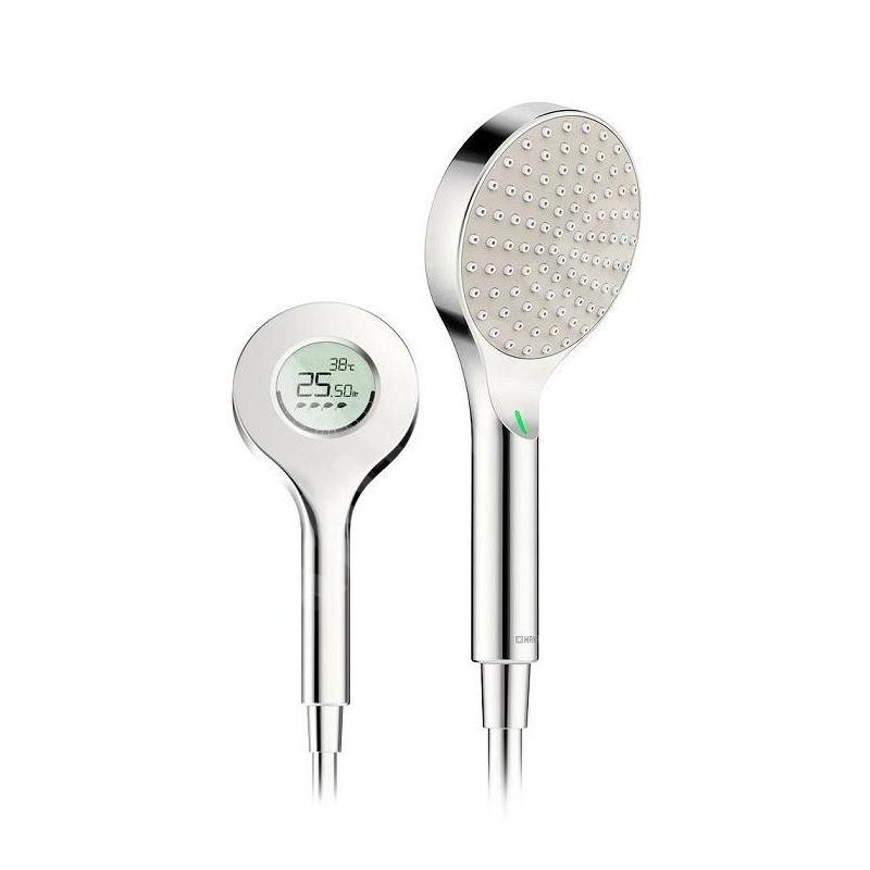 Hansa Activejet - Pommeau de douche Digital 120, avec écran électronique, chrome / gris clair 84310180
